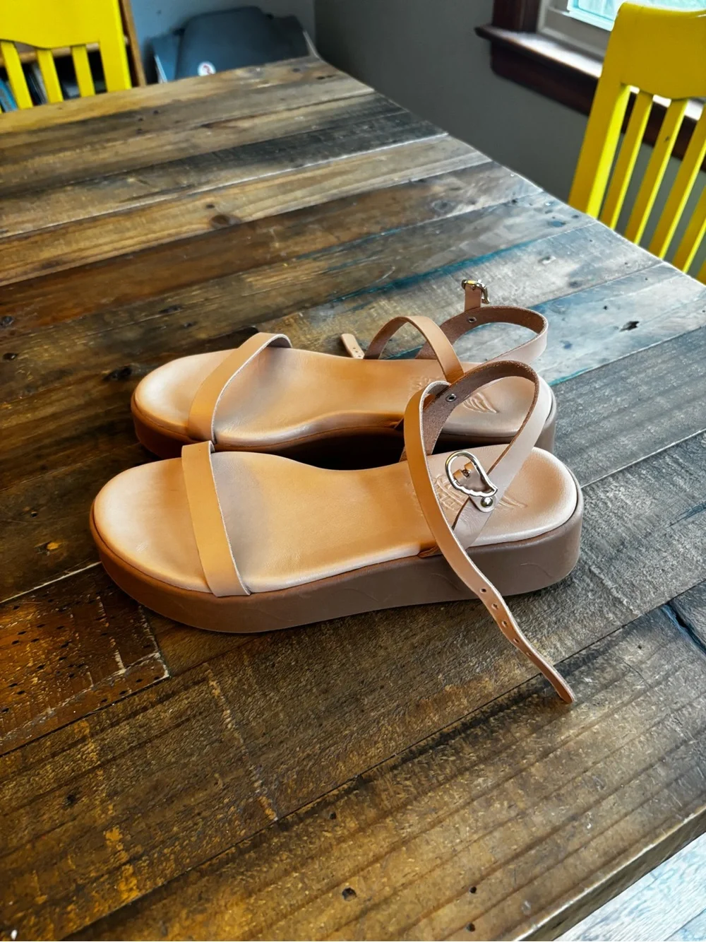 ✨ Ancient Greek Sandals Irida Platform Sandals in Natural leather